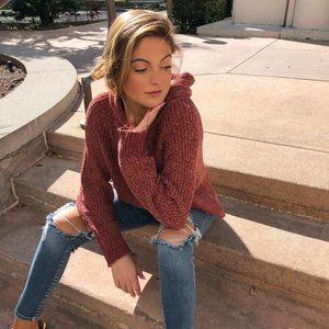 Chenille Knit Tunic Sweater Hoodie